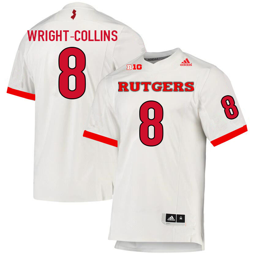 Men #8 Jamier Wright-Collins Rutgers Scarlet Knights College Football Jerseys Sale-White